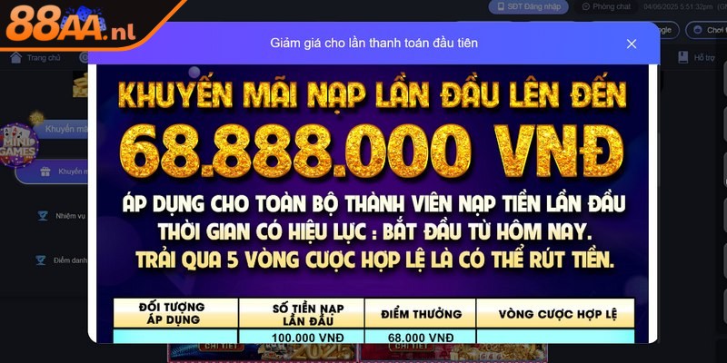 Tặng thưởng mỗi lần nạp tăng thêm vốn cược cho bet thủ